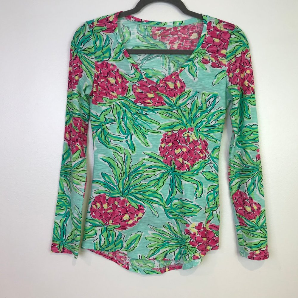 Lilly Pulitzer Womens V-Neck Long Sleeve Tee Xs Gr View 5